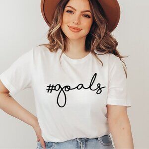 #Goals Cropped Top White Tee SZ LARGE NWT